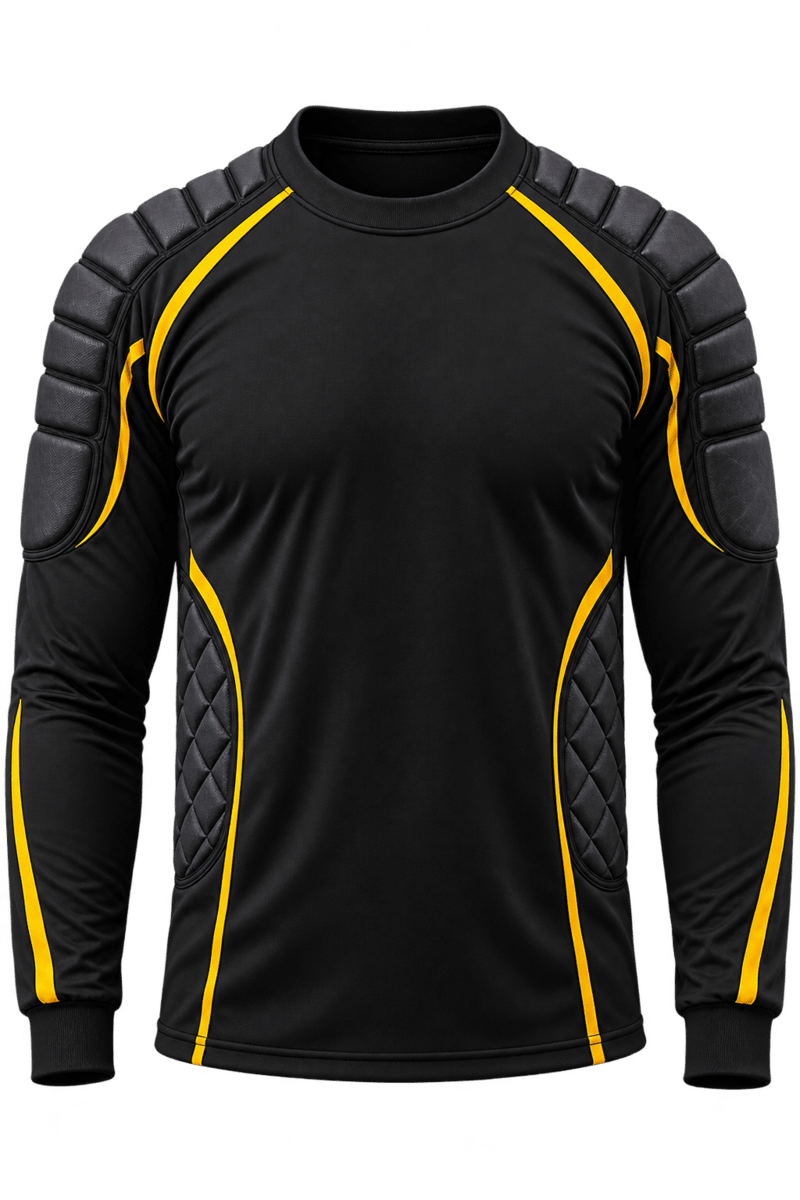 Khijaali Industry Goalkeeper Padded Suit — front view with padded shoulders and elbows