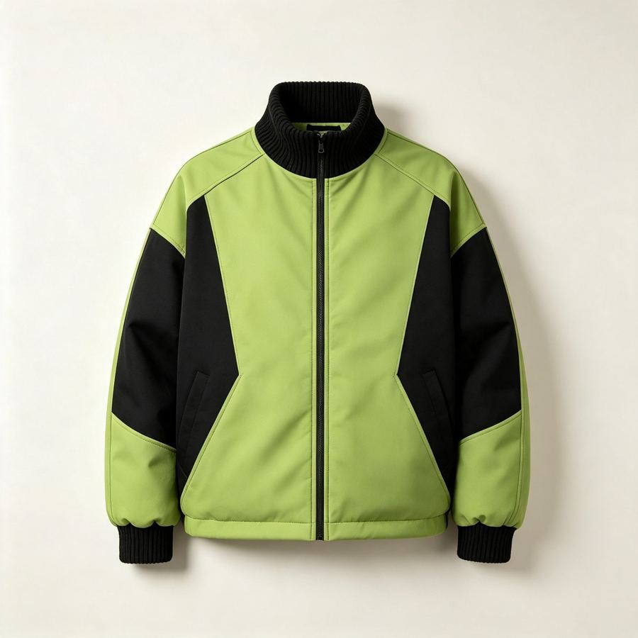 Khijaali Industry Outerwear — front view, colour-block bomber jacket